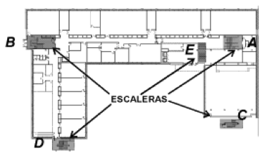 Edificio e identificación de escaleras