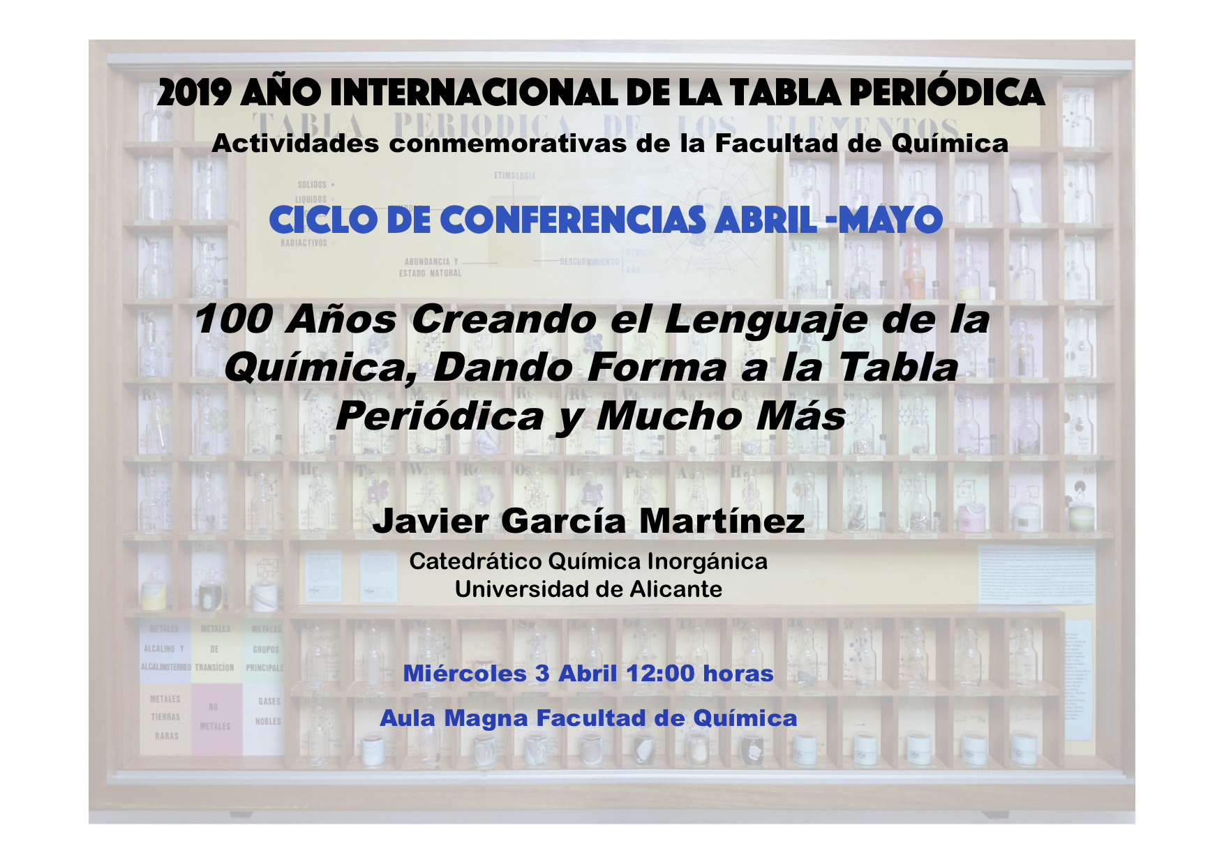 Cartel primera conferencia Ciclo Tabla Periódica