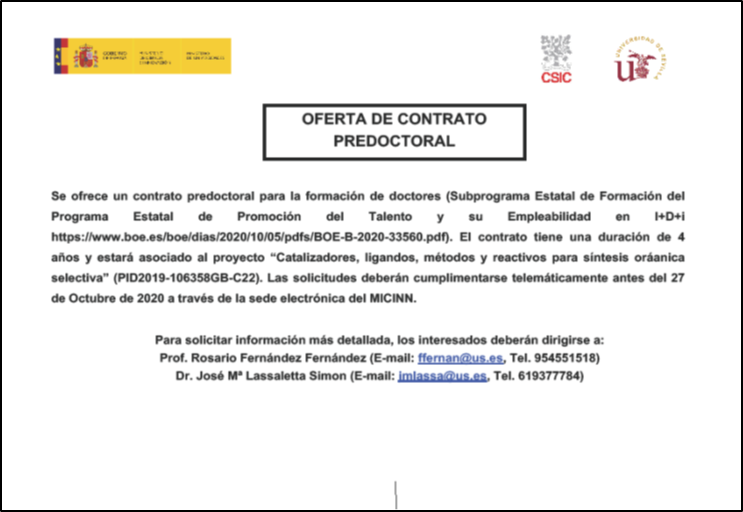 OFERTA CONTRATO PREDOCTORAL