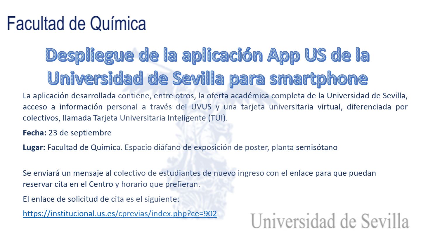 Despliegue de la aplicación App US de la Universidad de Sevilla para smartphone