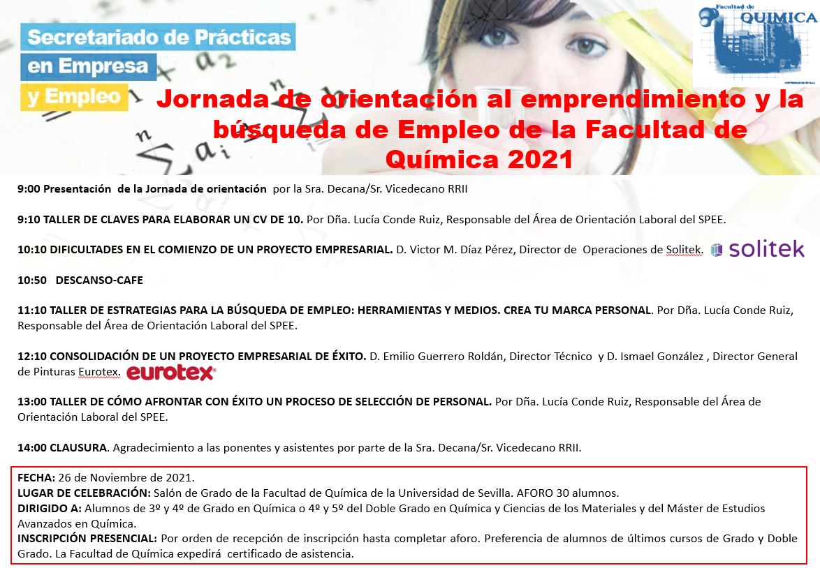 Jornada de orientación al emprendimiento y la búsqueda de Empleo de la Facultad de Química 2021