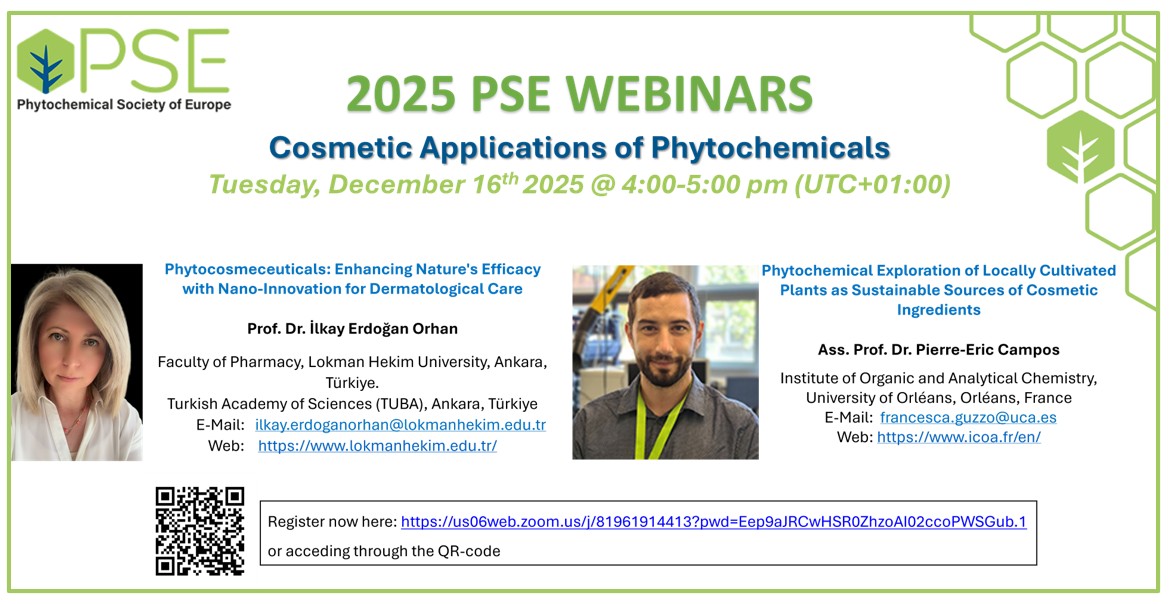 WEBINARIO GRATUITO "COSMETIC APPLIWCATIONS OF PHYTOCHEMICALS“