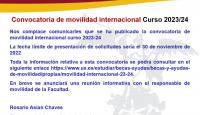 Convocatoria de movilidad internacional Curso 2023/24