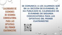 Calendario de exámenes de segunda convocatoria para las optativas del primer cuatrimestre