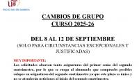 CAMBIOS DE GRUPO  CURSO 2025-26