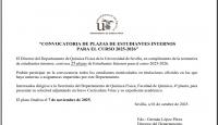 CONVOCATORIA DE PLAZAS DE ESTUDIANTES INTERNOS PARA EL CURSO 2025-2026