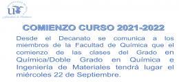 COMIENZO CURSO 2021-2022