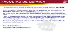 Convocatoria de movilidad internacional Curso 2023/24